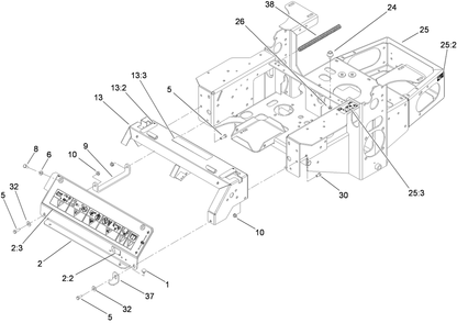 Main Frame Assembly Diagram and Parts List for 74450TE (290000001-290999999)(2009) Toro Lawn Mower