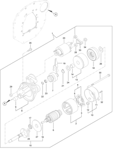 Starter Motor Assembly Diagram and Parts List for 22351 400000000 - 412899999 Toro Lawn Tractor Accessories