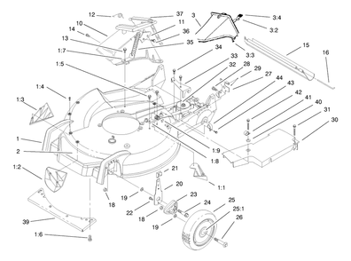 Housing Assembly Diagram and Parts List for 20787 8900001 - 8999999 Toro Lawn Mower