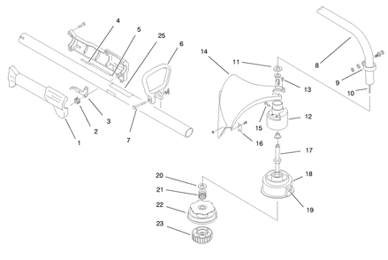 Boom And Trimmer Assembly Diagram and Parts List for 51904 790000001 - 799999999 Toro Trimmer