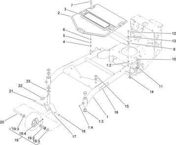 Carrier Frame Assembly Diagram and Parts List for 38494 (290000001-290999999)(2009) Toro Lawn Mower