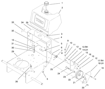 Fuel Tank & Idler Bracket Assembly Diagram and Parts List for 30183 990001 - 999999 Toro Lawn Tractor Accessories