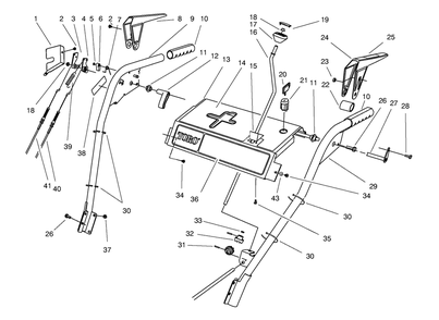 Handle Assembly Diagram and Parts List for 38590 7900001 - 7999999 Toro Snow Blower