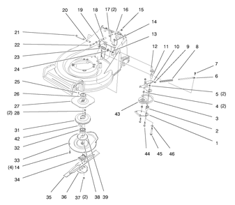 Blade And Brake Assembly Diagram and Parts List for 26633B 6900001 - 6999999 Toro Lawn Mower