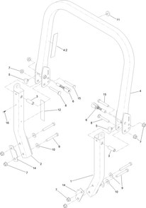 Roll-Over Protection System Assembly No. 116-0231 Diagram and Parts List for 72906 412200000 - 999999999 Toro Lawn Tractor