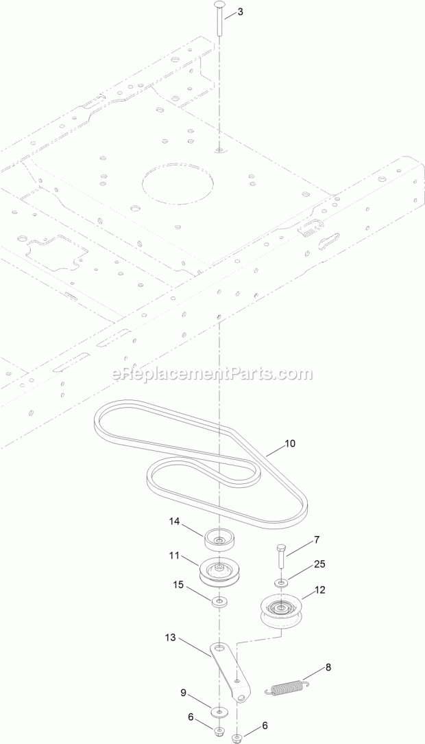 Belt And Idler Assembly Diagram and Parts List for 74797 315000001-315999999 Toro Lawn Mower