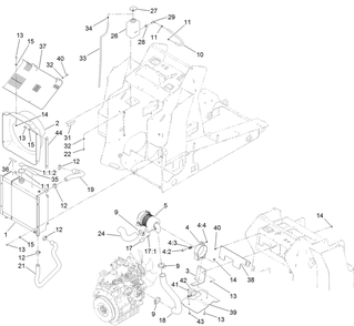 Radiator And Air Cleaner Assembly Diagram and Parts List for 22328HD 403100000 - 404356213 Toro Lawn Tractor Accessories