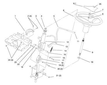 Steering Wheel And Tilt Diagram and Parts List for 72064 8900600 - 8999999 Toro Lawn Tractor