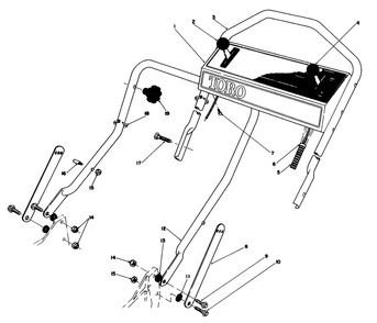 Handle Assembly Diagram and Parts List for 20622 6000001 - 6999999 Toro Lawn Mower