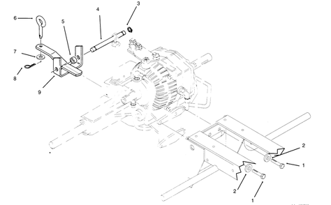 Rear Hitch Assembly Diagram and Parts List for 73501 59000412 - 59002868 Toro Lawn Tractor