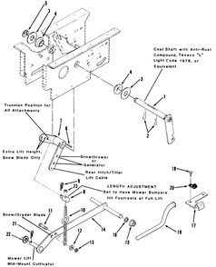 Hydrostatic Lift Linkage Diagram and Parts List for 41-20OE02 1000001 - 1999999 Toro Lawn Tractor