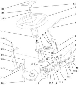 Power Steering And Tilt Assembly Diagram and Parts List for 73545 8900001 - 8999999 Toro Lawn Tractor
