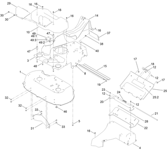 Housing Assembly Diagram and Parts List for 22232T 400000000 - 999999999 Toro Lawn Mower