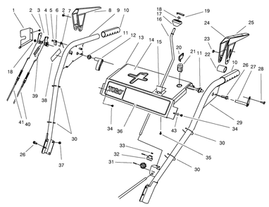 Handle Assembly Diagram and Parts List for 38590 8900001 - 8999999 Toro Snow Blower
