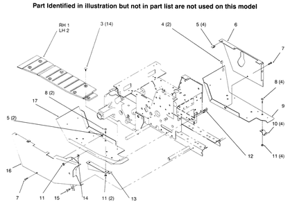 Footrests Diagram and Parts List for 73402 6900001 - 6999999 Toro Lawn Tractor