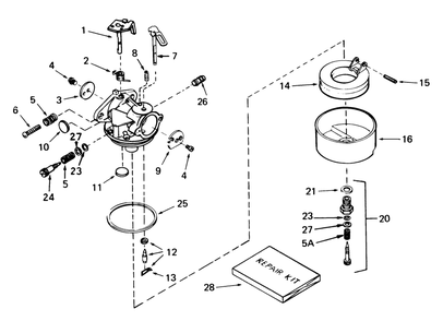 Carburetor No. 632111 Diagram and Parts List for 38085 2000001 - 2999999 Toro Snow Blower
