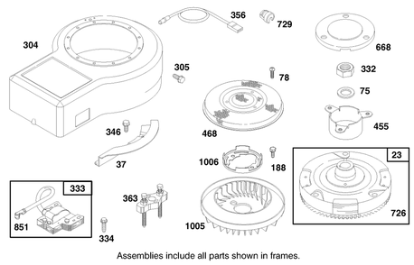 Engine Briggs & Stratton Model 28d707-0124-01 Diagram and Parts List for 70142 79000001 - 79999999 Toro Lawn Tractor