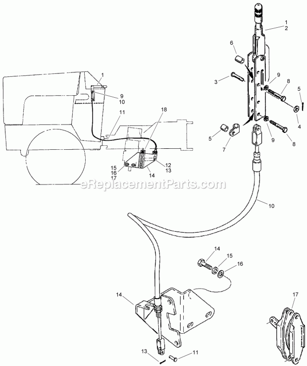 Parking Brake Assembly Diagram and Parts List for 2011  Toro Lawn Tractor Accessories