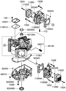 Cylinder And Crankcase Assembly Diagram and Parts List for 39984 (280000001-280999999)(2008) Toro Lawn Mower