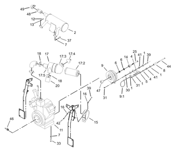 Engine, Clutch And Air Cleaner Assembly Diagram and Parts List for 74213 (230006001-230999999)(2003) Toro Lawn Mower