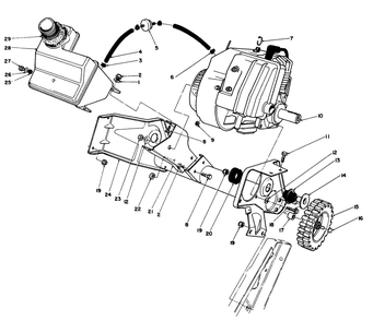 Engine & Main Frame Assembly Diagram and Parts List for 38181 1000001 - 1999999 Toro Snow Blower