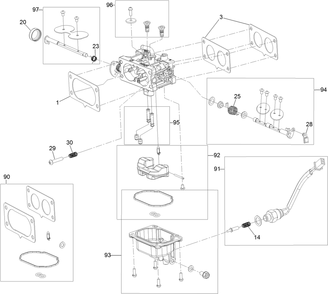 Carburetor Assembly Diagram and Parts List for 74450 403350048-999999999 Toro Lawn Tractor