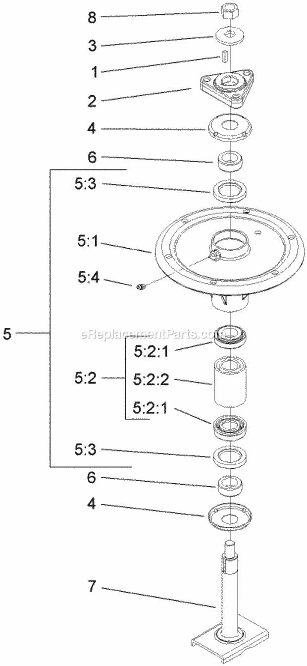 Spindle Assembly No. 108-7713 Diagram and Parts List for 74283 280000001-280999999 Toro Lawn Mower