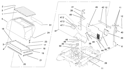 Part Location Diagram of E634862 Toro Shield Assembly