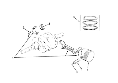 Piston And Rod Diagram and Parts List for 74140 39000001 - 39999999 Toro Lawn Tractor