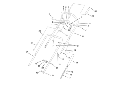Handle Assembly Diagram and Parts List for 38422 8900001 - 8999999 Toro Snow Blower