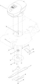 Motor Module And Blade Assembly Diagram and Parts List for 22275T 411500000 - 412510824 Toro Lawn Mower