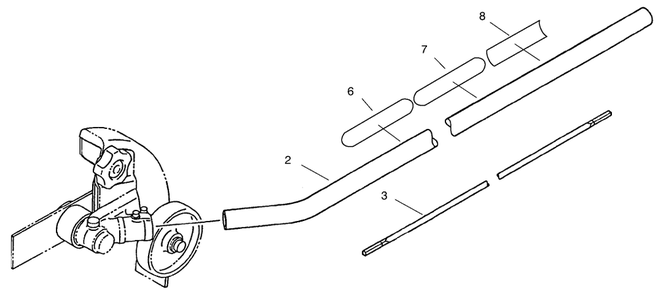Part Location Diagram of M221754 Toro Driveshaft Tube Assembly (Incl. Ref. # 6, 7)