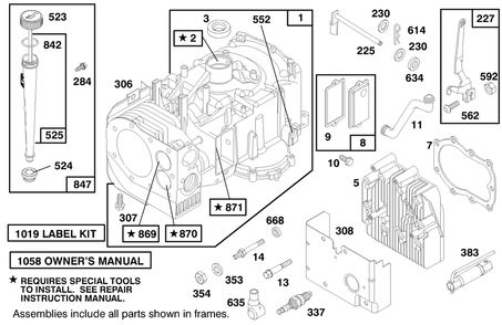 Engine Briggs & Stratton Model 28m707-0127-01 Diagram and Parts List for 71185 7900001 - 7999999 Toro Lawn Tractor