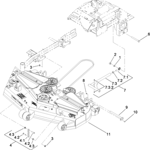 Deck Connection Assembly Diagram and Parts List for 74279TE (280000001-280999999)(2008) Toro Lawn Tractor