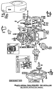 Engine Briggs & Stratton Model No. 93508-0196-01, Engine Briggs & Stratton No. 92908-2954-01 Diagram and Parts List for 20698 2000001 - 2999999 Toro Lawn Mower