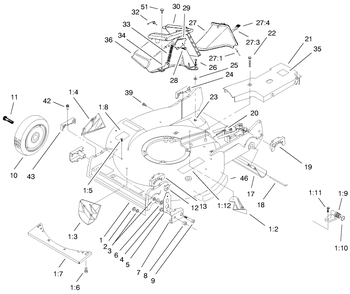 Housing Assembly Diagram and Parts List for 22038 9900001 - 9999999 Toro Lawn Mower