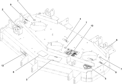 Deck Decal Assembly Diagram and Parts List for 74448 (280000001-280999999)(2008) Toro Lawn Mower