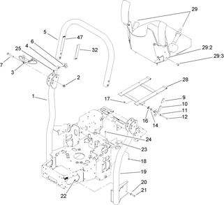 Roll-Over-Protection-System Assembly 1 Diagram and Parts List for 74416 (260000001-260000300)(2006) Toro Lawn Mower