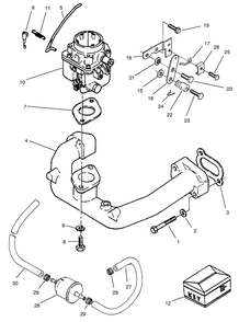 Carburetor & Intake Manifold Assembly Diagram and Parts List for 74021 490001 - 499999 Toro Lawn Tractor