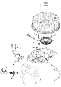 12.5hp Engine Ignition Assembly Diagram and Parts List for 32-10B503 2000001 - 2999999 Toro Lawn Tractor