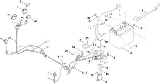 Electrical Assembly Diagram and Parts List for 76605 417000000 - 417520170 Toro Lawn Tractor