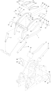 Loader Arm Assembly Diagram and Parts List for 22328HD 401321135 - 401999999 Toro Lawn Tractor Accessories