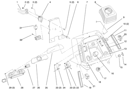 Dash Diagram and Parts List for 72110 7900001 - 7999999 Toro Lawn Tractor