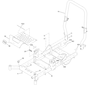 Frame And Roll-Over Protection System Assembly Diagram and Parts List for 74472 402100000-403351083 Toro Lawn Tractor