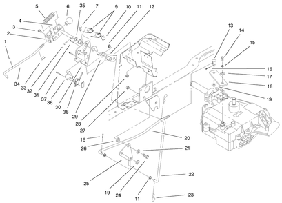 Gear Shift Linkage Assembly Diagram and Parts List for 72047 9900001 - 9999999 Toro Lawn Tractor