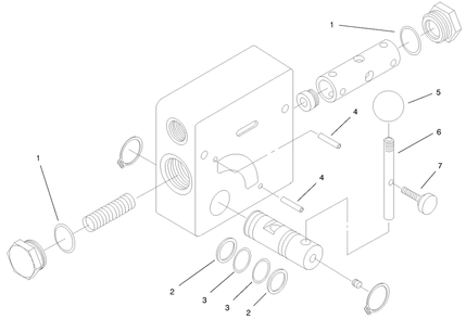 Hydraulic Valve Assembly No. 98-4733 Diagram and Parts List for 22304 890001 - 899999 Toro Lawn Tractor Accessories
