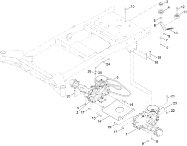 Transaxle Assembly Diagram and Parts List for 76608 400000000 - 417419999 Toro Lawn Tractor