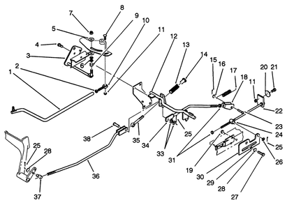 Brake And Hydro Linkage Diagram and Parts List for 22-14OE02 2000001 - 2999999 Toro Lawn Tractor