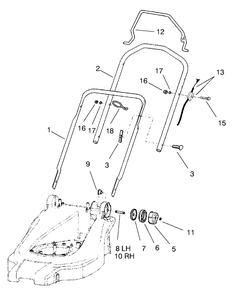 Handle Assembly Diagram and Parts List for 21022 9900001 - 9999999 Toro Lawn Mower