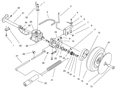 Rear Axle Assembly Diagram and Parts List for 20808 9900001 - 9999999 Toro Lawn Mower